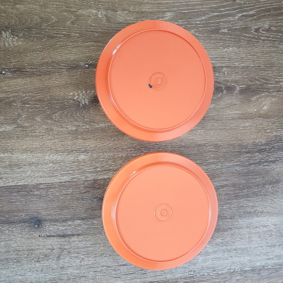 Vintage Tupperware Seal N Serve Travel Plate & Bowl Yellow Orange set of 2 - Picture 4 of 8